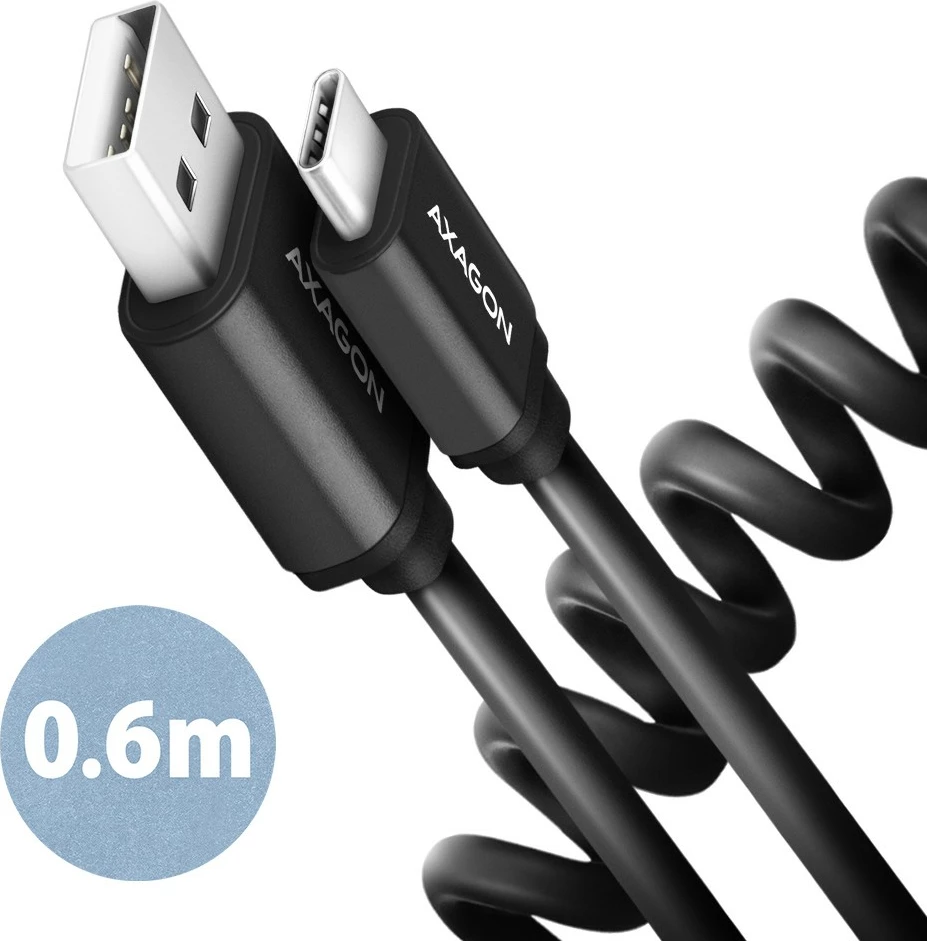 Kabel USB-C na USB-A AXAGON BUCM-AM10TB, 0,6 m, črn