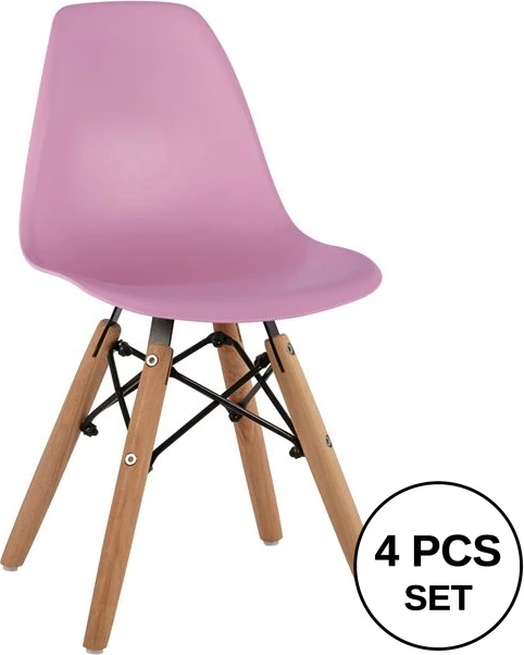 Stol Twist Kid FH8453.05 z lesenimi nogami in sedežem Pink PP 30,5x33x59 cm, set 4 kosov