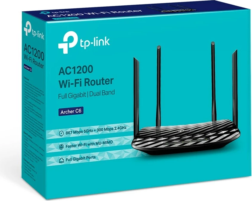 Brezžični usmerjevalnik Archer C6 TP-Link, Fast Ethernet, dvopasovni 2,4 GHz / 5 GHz, črn