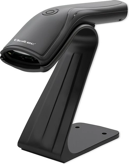 Čitalnik črtnih kod s stojalom, 1D, USB, črn Qoltec 50852