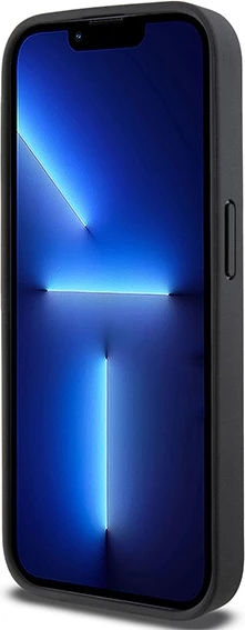 Zaščitni ovitek DKNY usnje s črno-belim karo vzorcem in tiskanimi črt za iPhone 15 Pro Max, črn