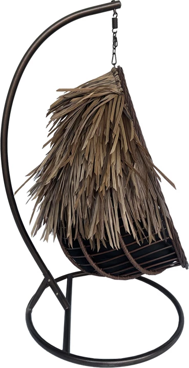 Viseče gnezdo Swing Nest z rjavim kovinskim podstavkom - PE rattan rjave barve, črno 120x105x195 cm