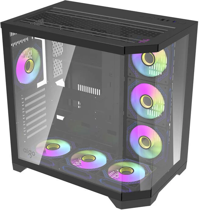 Računalniško ohišje z 7 aRGB ventilatorji, Darkflash FT418 PRO, Midi Tower, črno