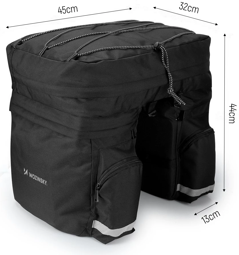 Kolesarska torba za prtljažnik, 60 L, črna, z dežnim pokrivalom Wozinsky WBB13BK
