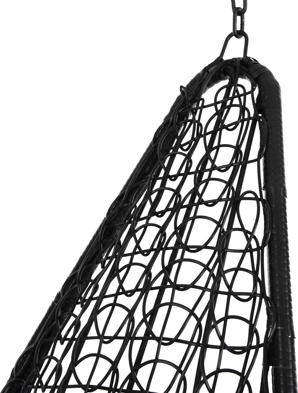 Viseče gnezdo MILLIE FH5996.02 kovinsko-sintetični ratan in blazine v črni barvi Φ95x195Hcm