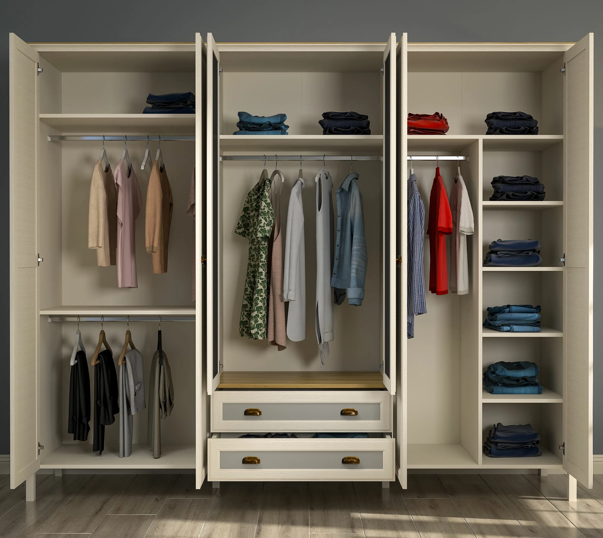 Garderobna omara Skye Decor, krem, jesen, siva, FRN-21007