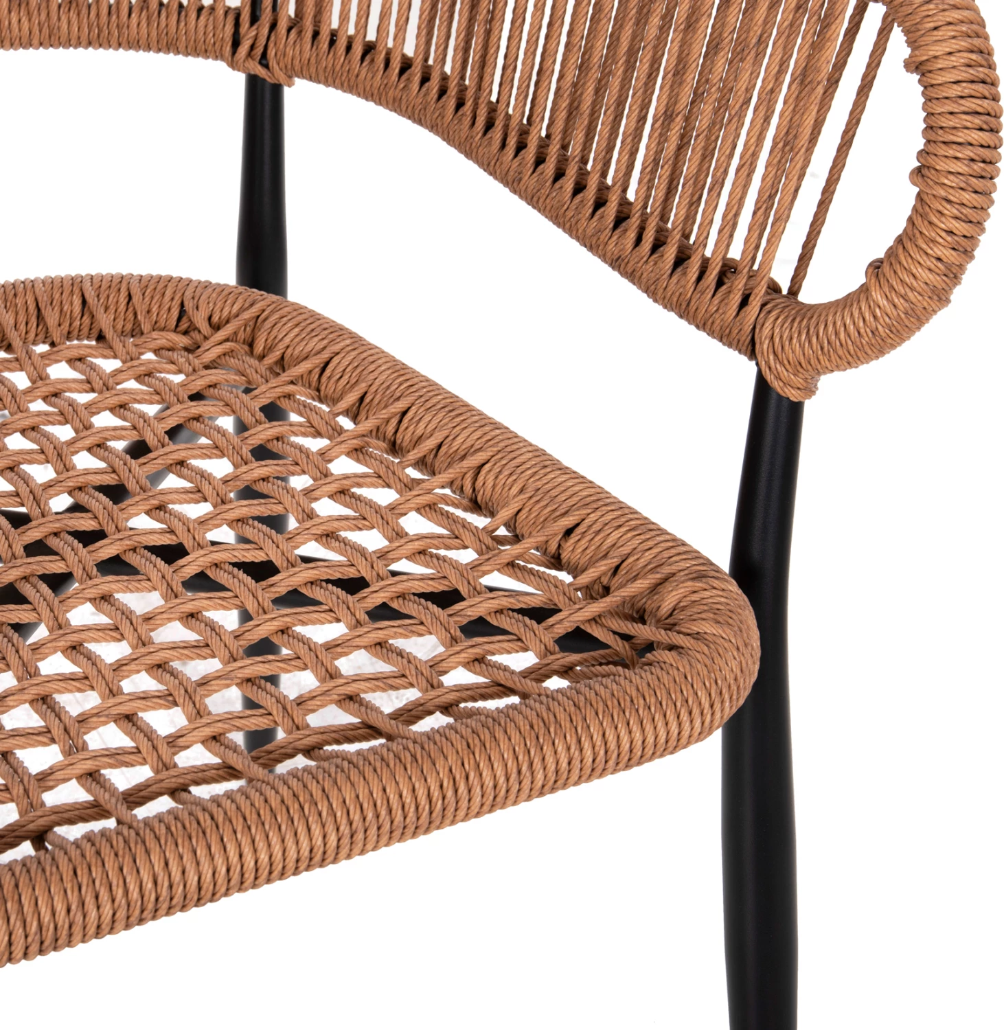 Aluminijasti naslanjač EULO FH5783.13 črno-sintetični ratan bež 55,5x63,5x78Hcm