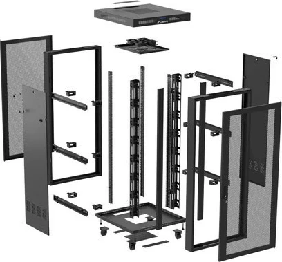 Računalniško ohišje rack 19" 47U 800x800 z perforiranimi vrati in LCD, LANBERG, črno