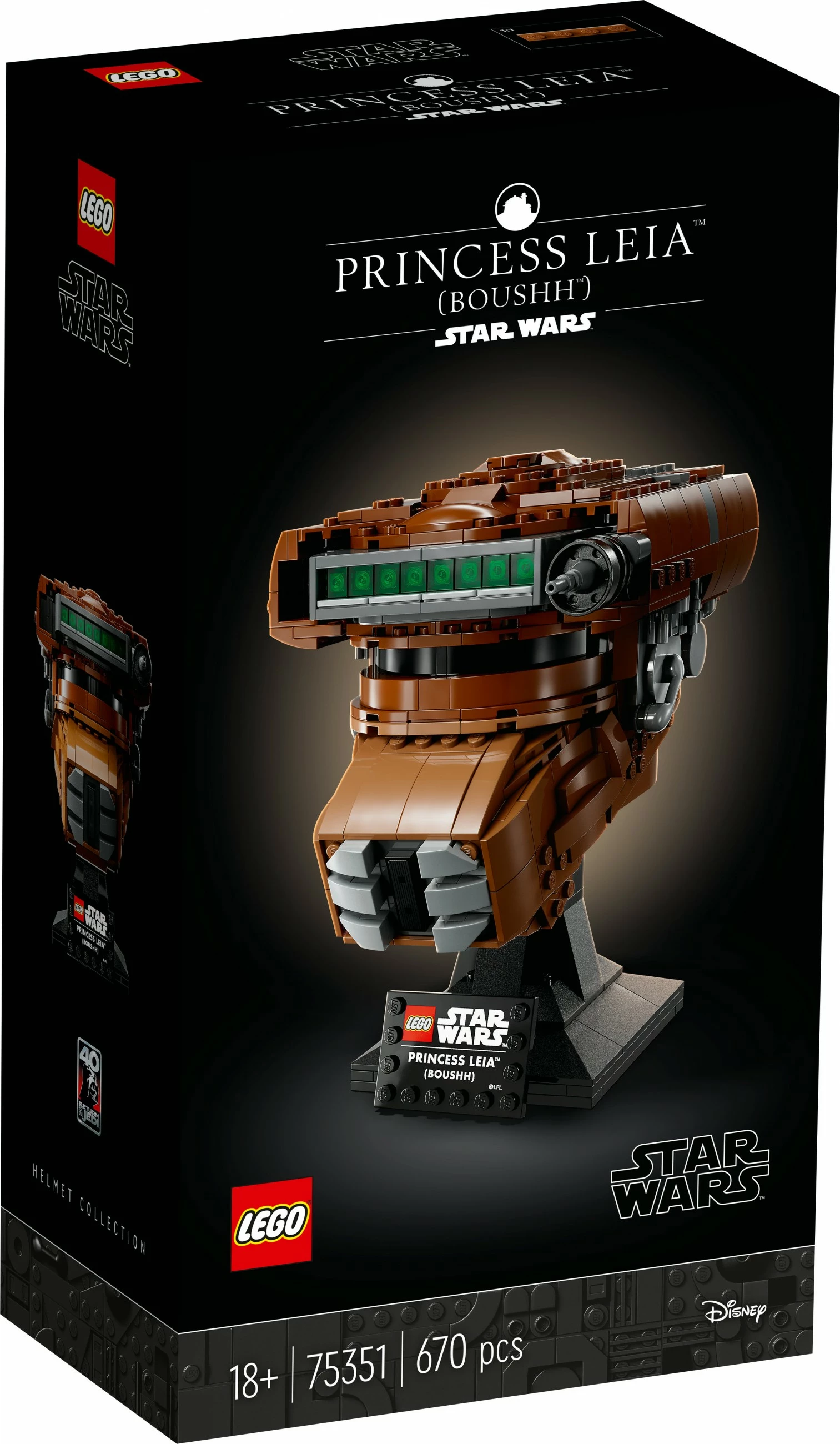 Ikonična čelada Princeske Leie (Boushh), LEGO Star Wars 75351, 670 delov, večbarvno