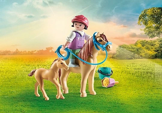Set igrač otrok s ponijem in žrebcem, Playmobil Horses of Waterfall 71498, 10 delov
