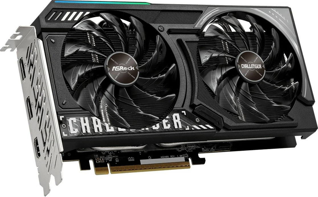Grafična kartica Radeon RX 9060 XT Challenger ASRock, 16GB GDDR6, 128-bit, 2x ventilatorja, črna