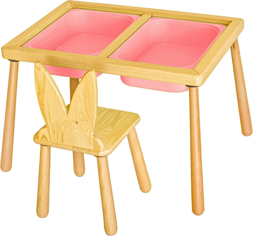 Set mizice in stolčka za otroke, roza, Skye Decor