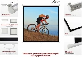 Projekcijski zaslon 100 inč (203 x 152 cm), 4:3, ročni, bel — ART ER M100