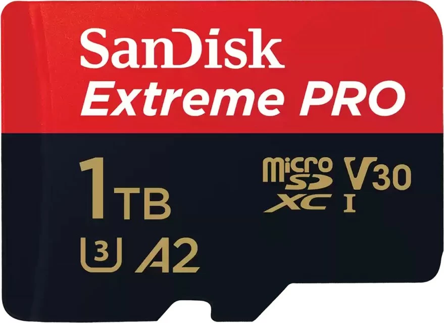 Kartica za pomnilnik SanDisk Extreme PRO, 1 TB, MicroSDXC, Class 10, UHS-I, črno-rdeča