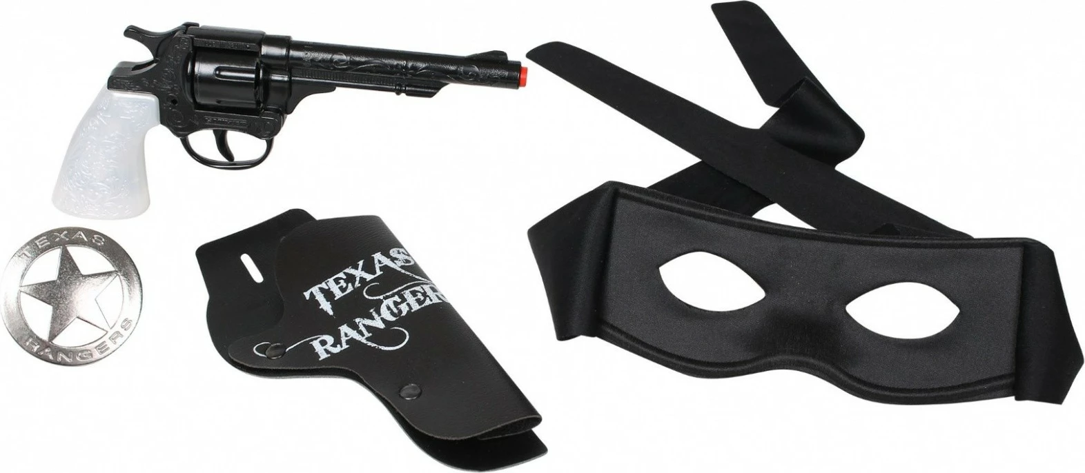 Kovbojski set s masko, kovinsko pištolo in dodatki, črn Pulio Gonher