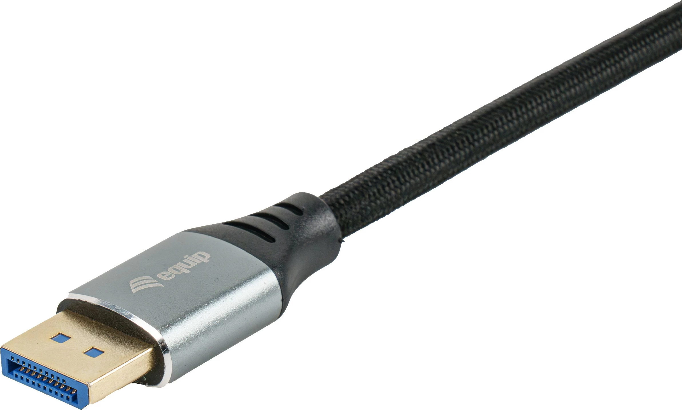 Kablu DisplayPort 2.1, 3 m, 16K, 240 Hz, srebrno/črn — Equip