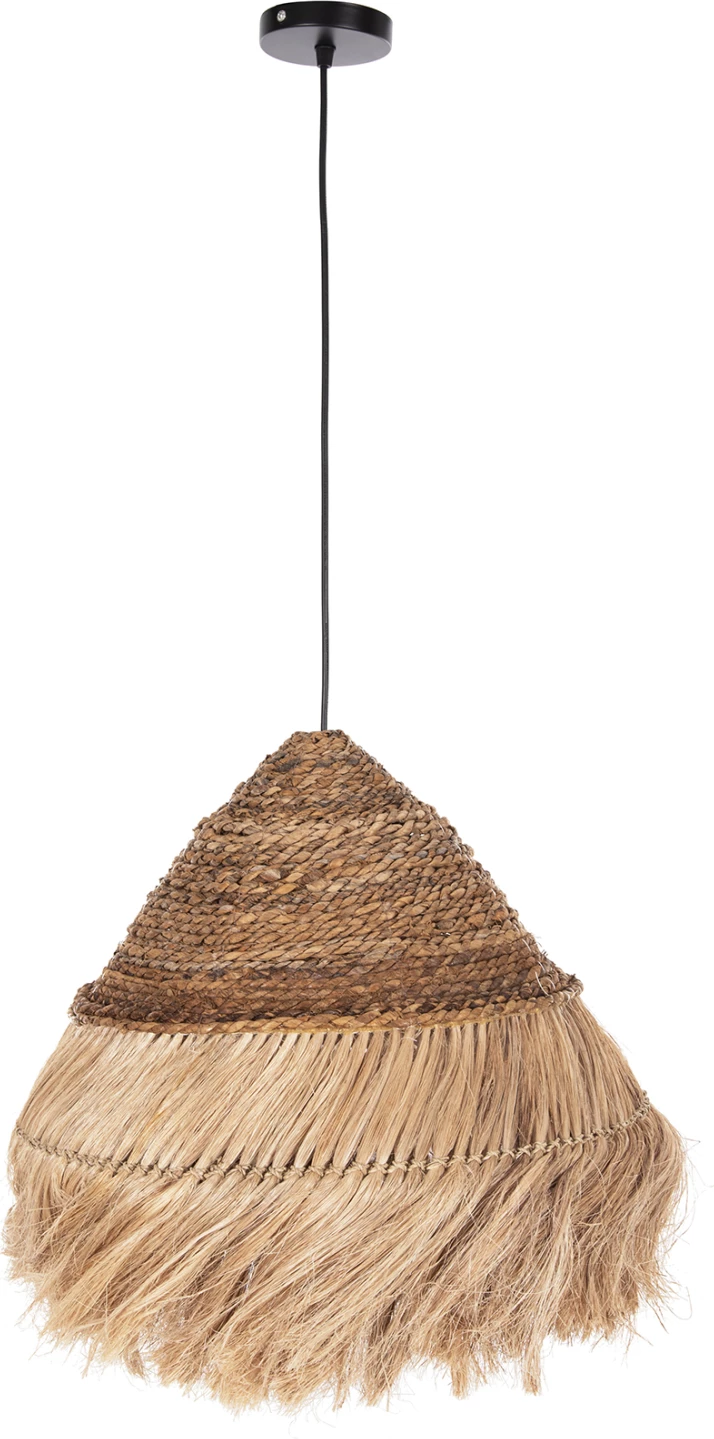 Stropna viseča svetilka okrogla piramida kapica iz abaka vlaken v naravni barvi Φ50x35-120Hcm