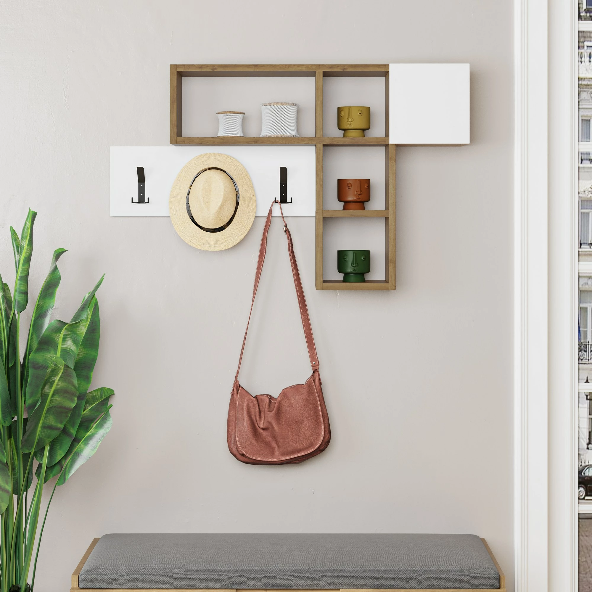 Elegantni stenski regal Bela in Hitit, Skye Decor, Game