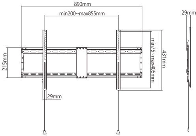 Stenski nosilec za TV GEMBIRD WM-90F-01, do 2,29 m (90 inč), črn