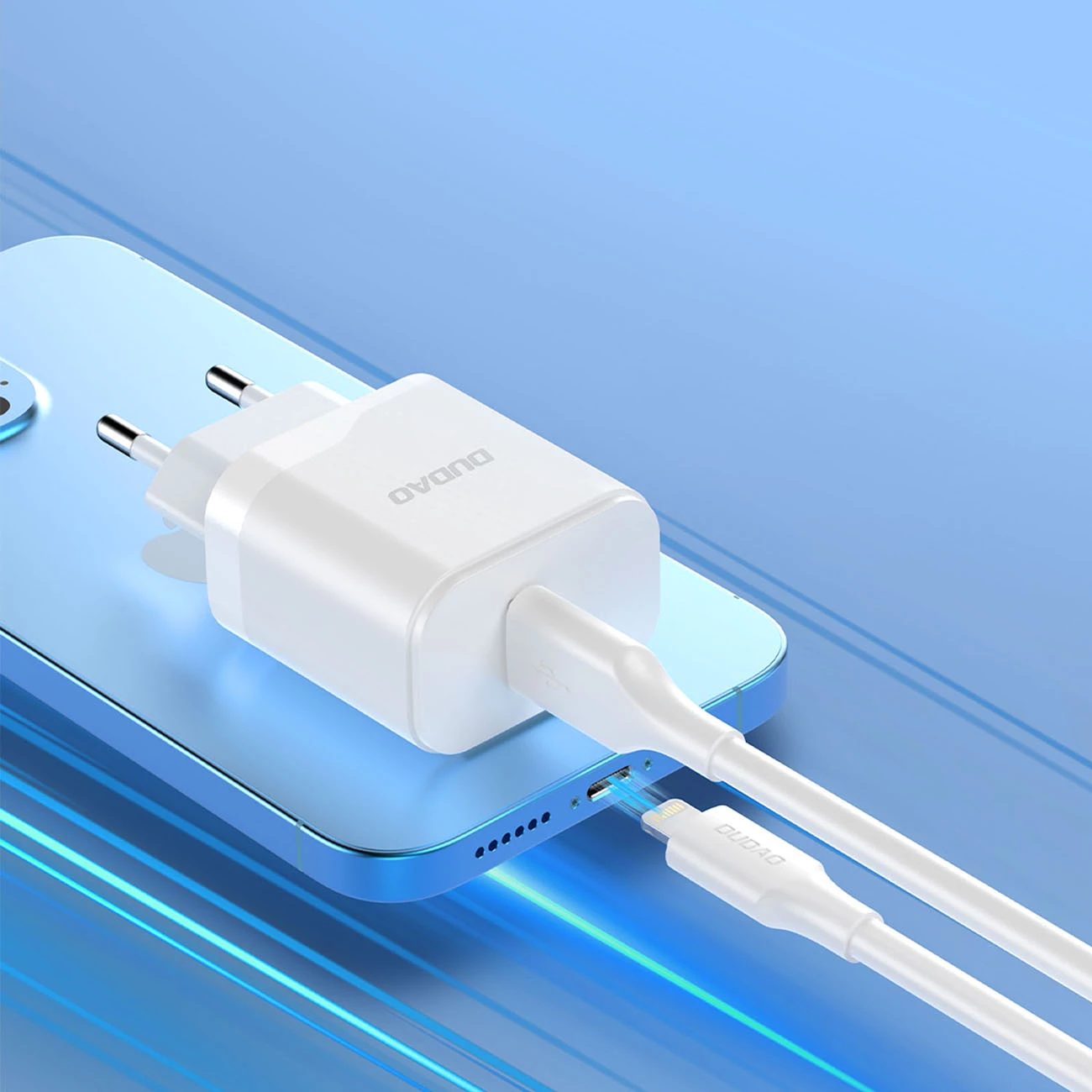 Omrežni polnilec z USB-A na micro USB kabel, 18 W, bel, Dudao A20EU