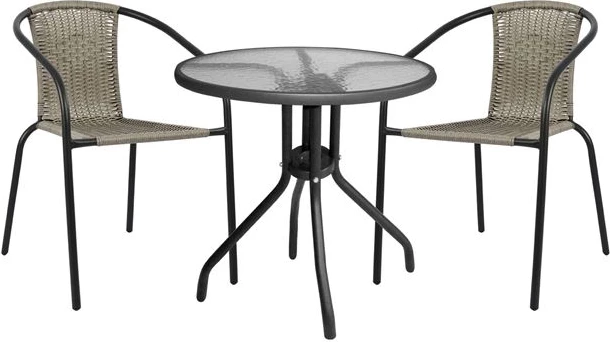 Set jedilne mize 3 kosi s mizo in stoli v barvi kamelje sive FH5180.01