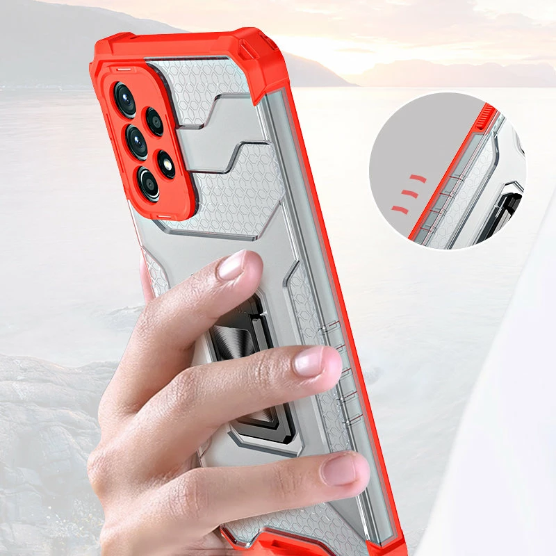 Ovitek za telefon s kristalnim obročem in držalom za Samsung Galaxy A72 4G, Hurtel Crystal Ring Case, moder