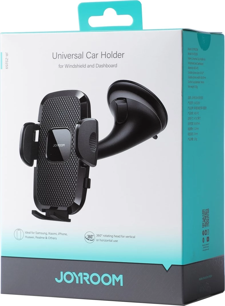 Mehanski nosilec za pametni telefon za avto, univerzalen, črn Joyroom JR-ZS259