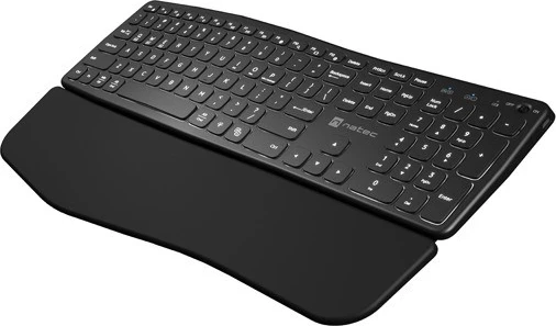 Brezžična tipkovnica Natec Porifera, QWERTY z numerično tipkovnico, 12 multimedijskih tipk, črna, belo osvetljena