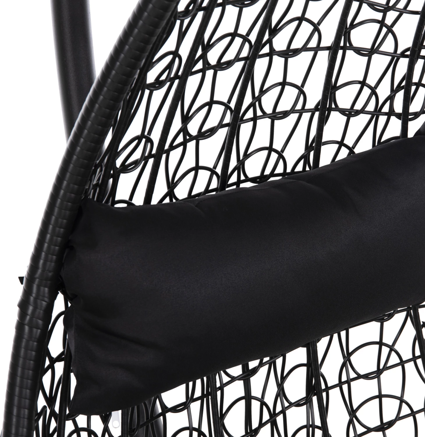 Viseče gnezdo MILLIE FH5996.02 kovinsko-sintetični ratan in blazine v črni barvi Φ95x195Hcm