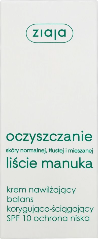 Obrazna krema za ženske Manuka Leaves, Ziaja Cleansing Moisturizing Cream SPF10, 50 ml