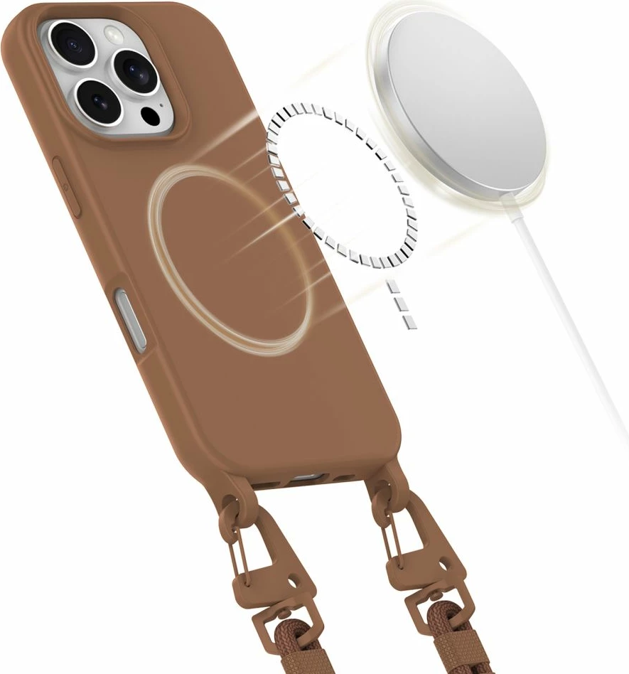 Ovitek za telefon Tech-Protect Magnecklace za iPhone 16 Pro Max, MagSafe, rjav