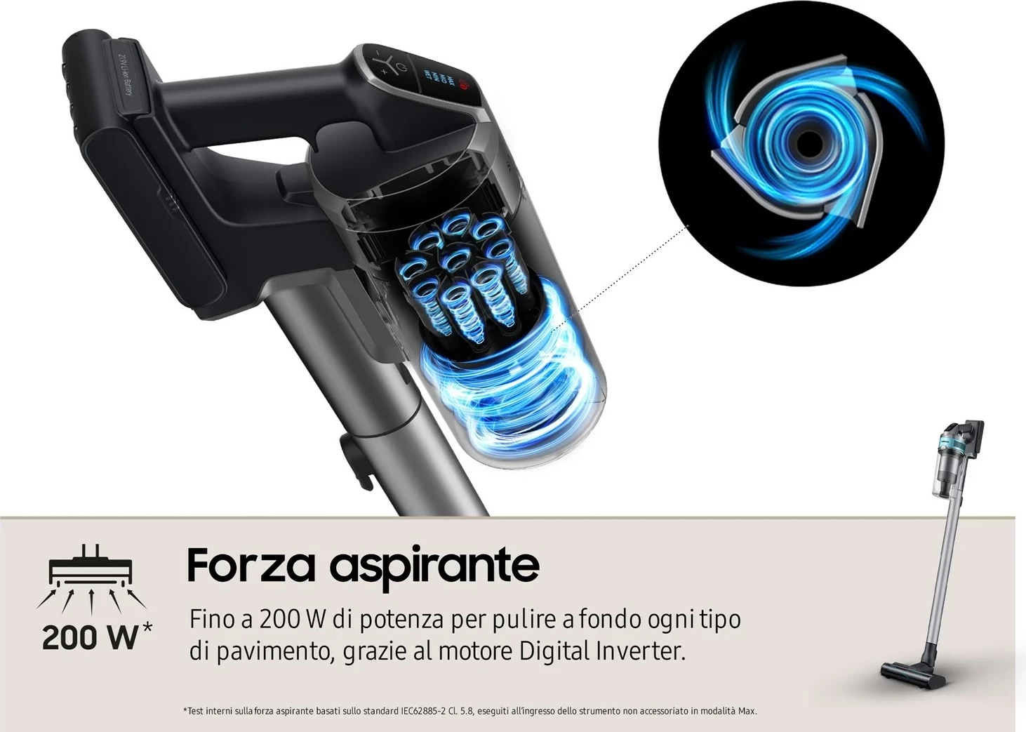 Ročni sesalnik Samsung VS20B75AGR1, črn in mint