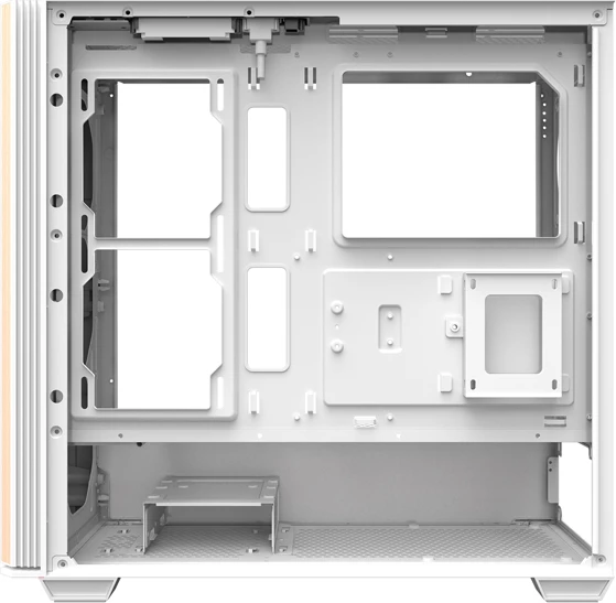 Računalniško ohišje, ATX midi tower za matično ploščo ATX/M-ATX/ITX, Darkflash DS900WS, kaljeno steklo, brez ventilatorjev, do 12×120 mm, 2×HDD + 2×SSD, belo
