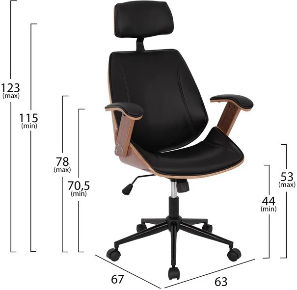 Direktorski pisarniški stol Superior Pro FH1109.01 orehova barva-črna 63x67x123 cm