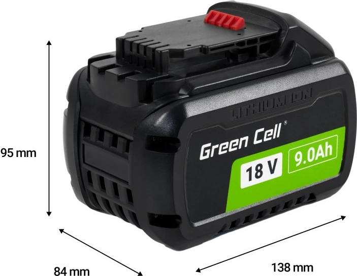 Baterija za električno orodje Green Cell PTDW18V9, 18V/54V 9Ah/3Ah Li‑Ion, z indikatorjem polnjenja