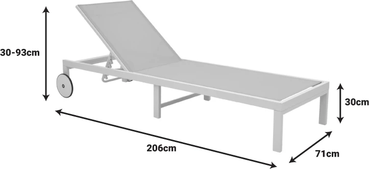 Ležalnik, aluminij bel, tekstilena bež, Mailo, 71x206x30 cm