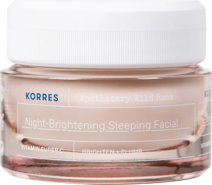 Nočni negovalni krem za obraz z divjo vrtnico Korres Wild Rose Night-Brightening Sleeping Facial, 40 ml