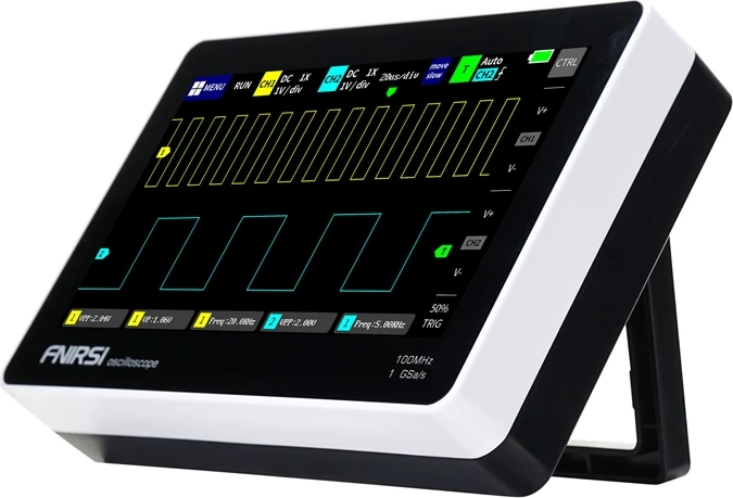 Prenosni tablični osciloskop FNIRSI 1013D, 2-kanalni 100 MHz 1 GSa/s, 7" zaslon na dotik, 1 GB pomnilnika, baterija 6000 mAh