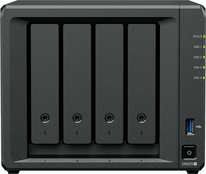 NAS Synology DS925+, 4 GB RAM, 4 lehtësi za diske, črn