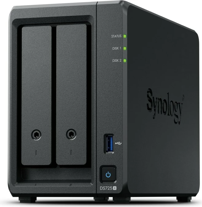 NAS ohišje Synology DiskStation DS725+, Ryzen Embedded R1600, 4 GB DDR4, 0 TB, črno