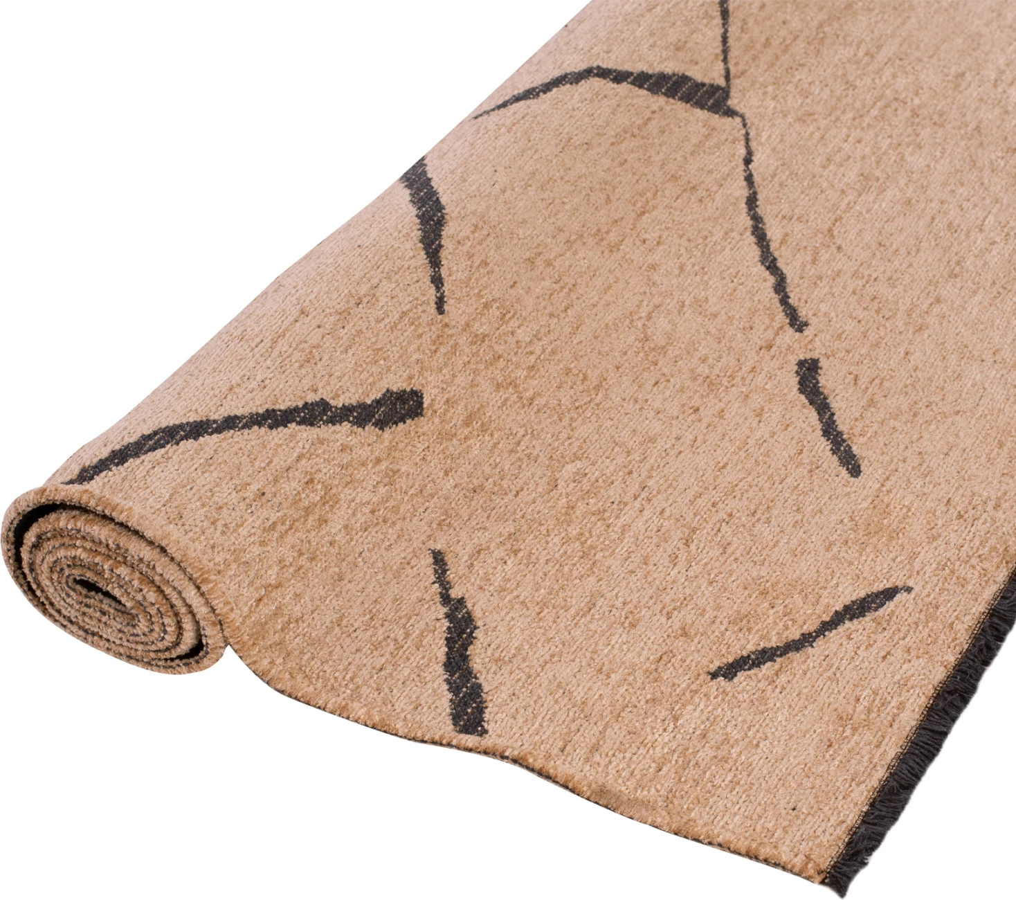 Preproga 160Χ230 cm, svetlo rjava-črna s samorobovi