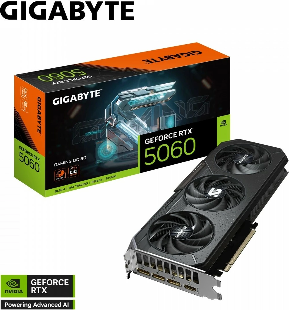Grafična kartica Gigabyte GeForce RTX 5060 GAMING OC 8GB GDDR7, črn