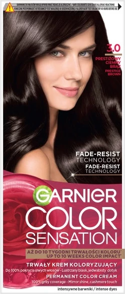 Kremasta barva za lase, temno rjava 3.0, Garnier Color Sensation, 1 kos