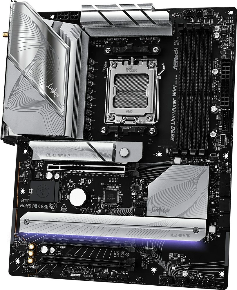 Plošča matična Asrock B850 LiveMixer WiFi, ATX, Socket AM5, 256 GB, črna