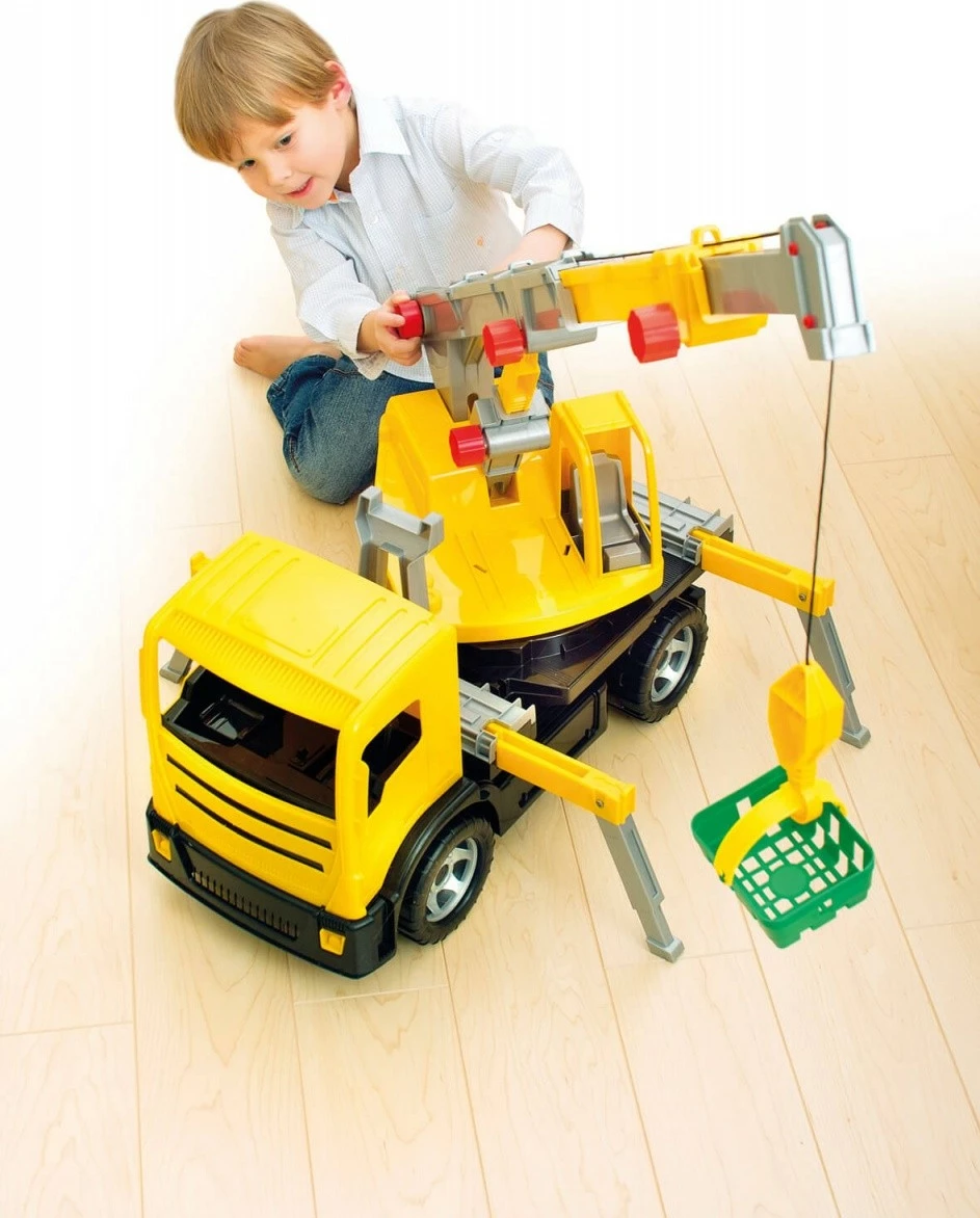Igralniški tovornjak s kranom Lena 02176, plastika, 70 cm, rumeno/črn