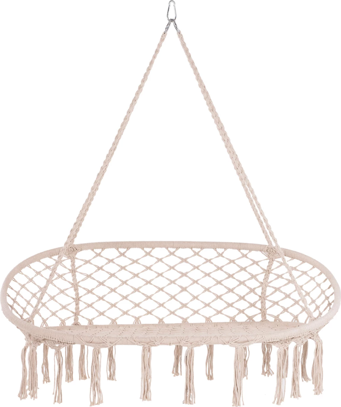 Viseče gnezdo FH5769 za 2 osebi iz makrame vrvi v bež barvi 130x67x120-140H cm.