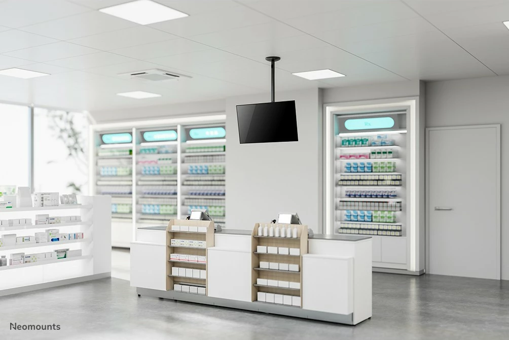 Stropni nosilec za zaslon 10–30", Neomounts Newstar FPMA-C050BLACK, črn