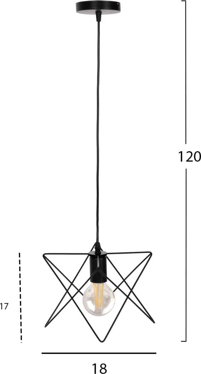 Stropna viseča svetilka FH4075 črna kovinska kapa 18x17x120Hcm