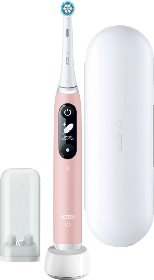 Električna zobna ščetka iO Series 6, 5 načinov čiščenja, 2 glavi, rožnato/bele - Oral-B