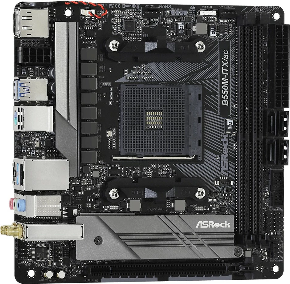 Plošča za matično ploščo ASRock B550M-ITX/ac, Socket AM4, AMD Ryzen 3000 Series, mini ITX
